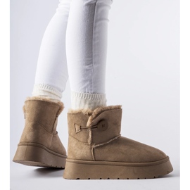 Hnědé zateplené sněhule s knoflíkem Ronco hnědý 1