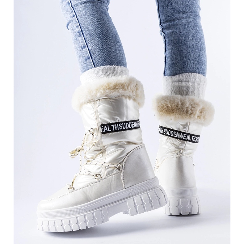 Béžové zateplené sněhule s nápisem Giorgio béžový 1