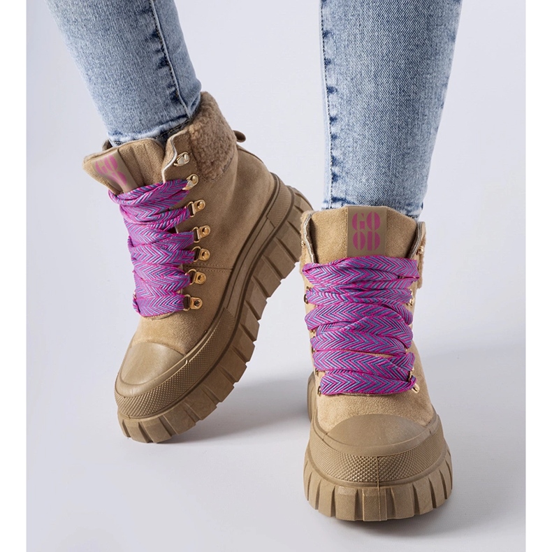 Hnědé zateplené tenisky Ottiol na platformě hnědý 1