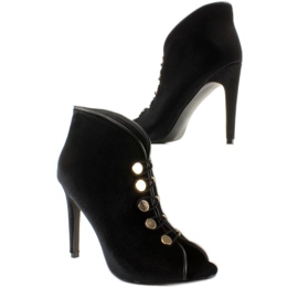 Sametové lodičky s otevřenou špičkou 1129 Black černý 2