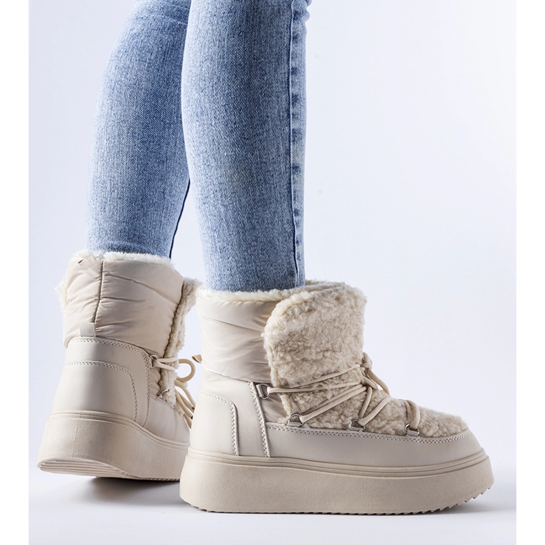 Béžové sněhule na masivní platformě Elvio béžový 1