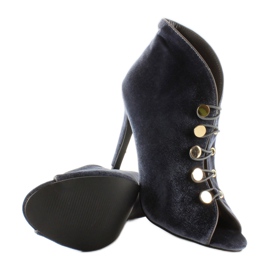 Sametové lodičky s otevřenou špičkou 1129 D. Šedá 2