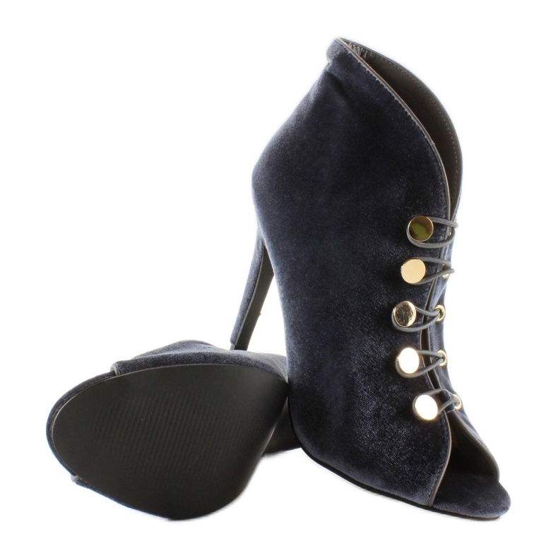 Sametové lodičky s otevřenou špičkou 1129 D. Šedá 2