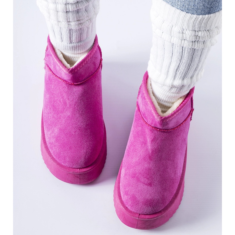 Růžové zateplené sněhule na platformě Miso růžový 2 Růžové zateplené sněhule na platformě Miso růžový 2