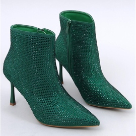 Kotníkové boty na vysokém podpatku s krystaly Demish Green zelená 1