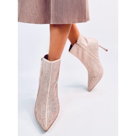 Kotníkové boty na vysokém podpatku s krystaly Demish Champagne růžový 2