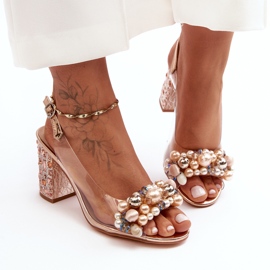 Transparentní stylové sandály na vysokém podpatku Rose Gold S.Barski MR1037-17 růžový 2 Transparentní stylové sandály na vysokém podpatku Rose Gold S.Barski MR1037-17 růžový 2