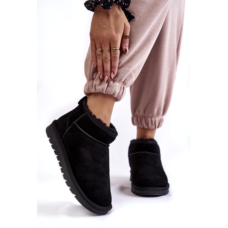 Dámský semišový nízko izolovaný sněhové boty černá 1