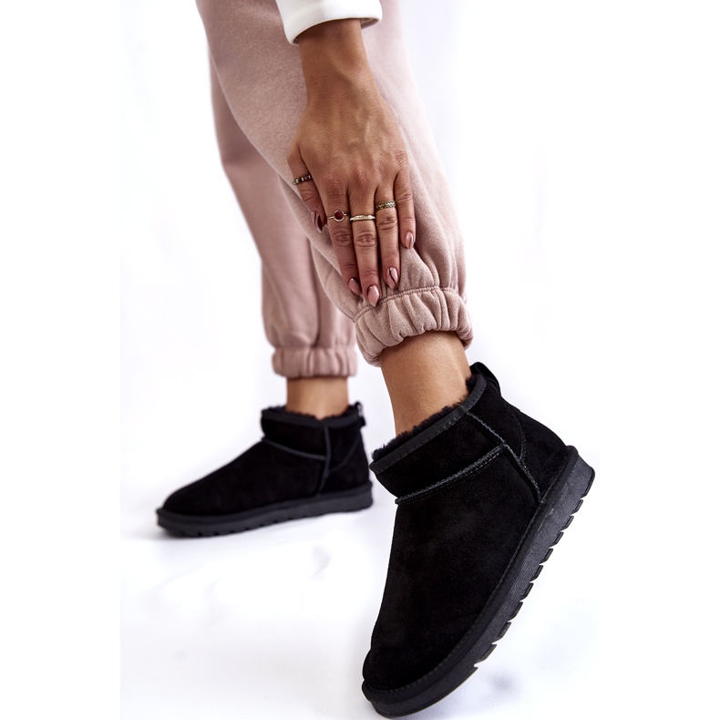 Dámský semišový nízko izolovaný sněhové boty černá 2