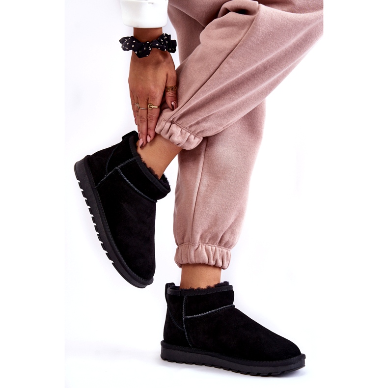 Dámský semišový nízko izolovaný sněhové boty černá 3