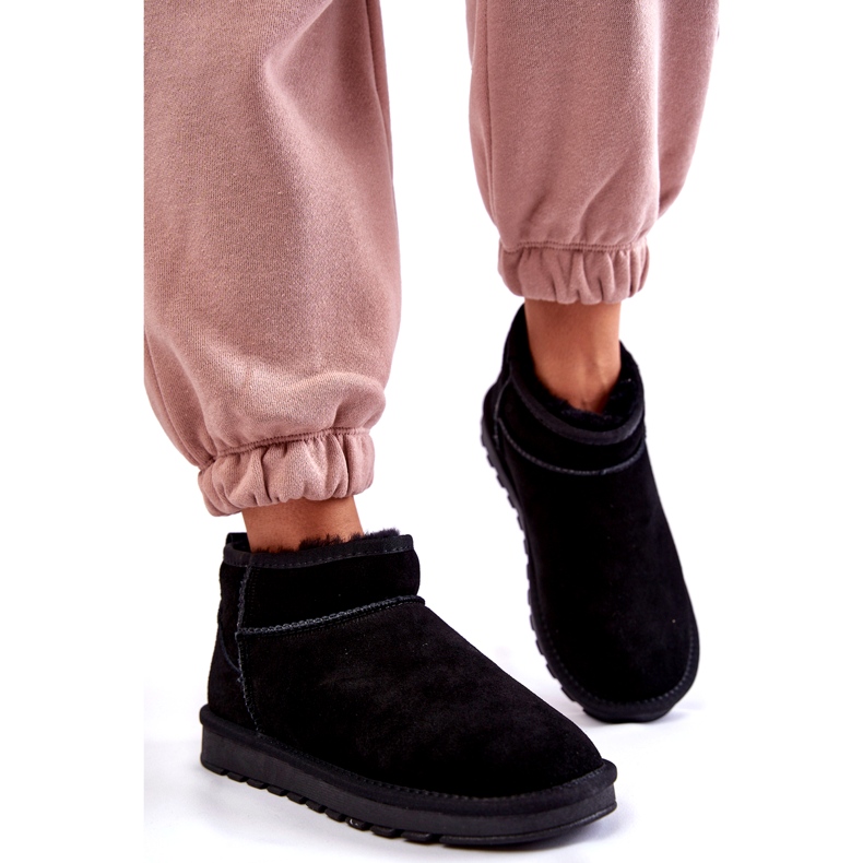 Dámský semišový nízko izolovaný sněhové boty černá 5