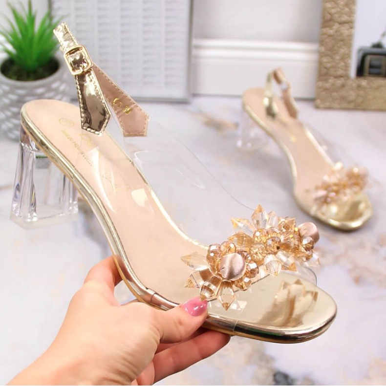 D&amp;A W OLI191B transparentní sandály na vysokém podpatku, zlaté zlatý 1