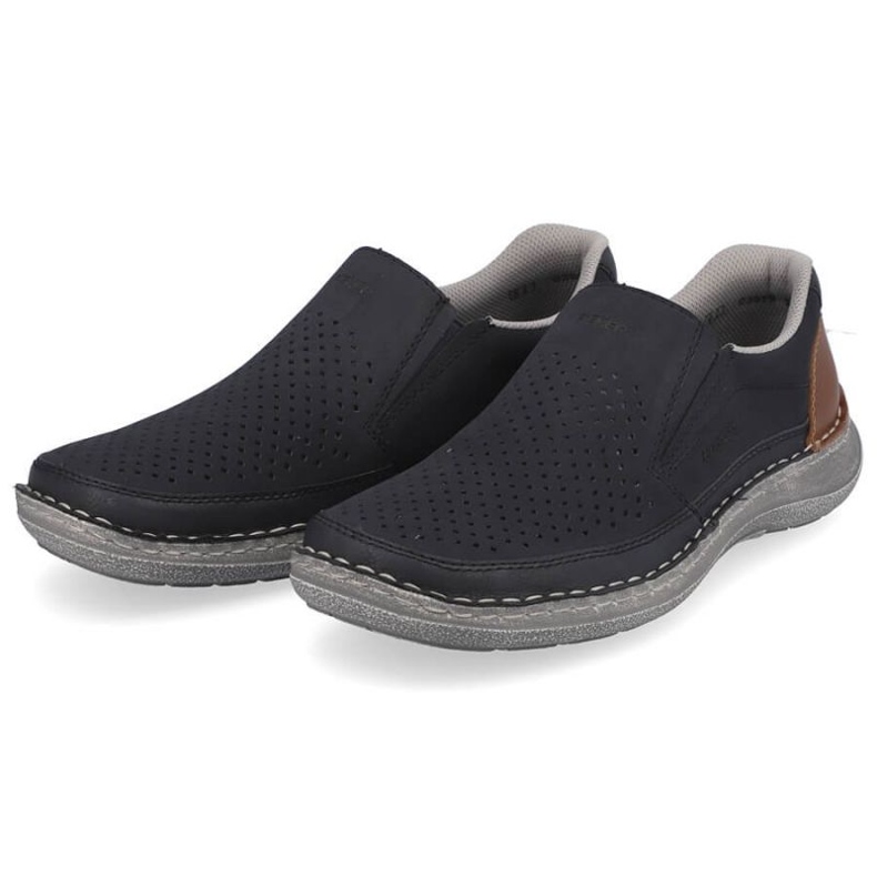 Pohodlné prolamované boty Rieker M RKR579, tmavě modrá modrý 2