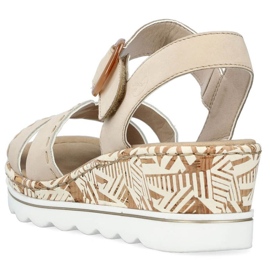 Pohodlné sandály na klínku Rieker W RKR595, béžové béžový 2