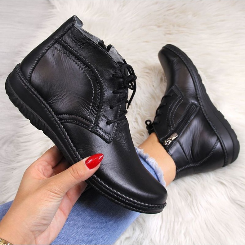 Helios W H612-2A zateplené kožené boty, černé černá 1