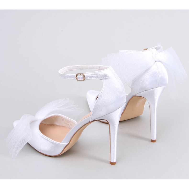 Sheena White Tylle Bow jehlové podpatky bílý 1 Sheena White Tylle Bow jehlové podpatky bílý 1