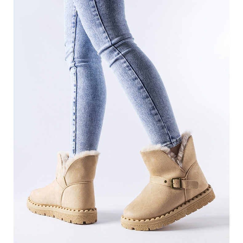 Béžové zateplené sněhule s výřezem od Monal béžový 1