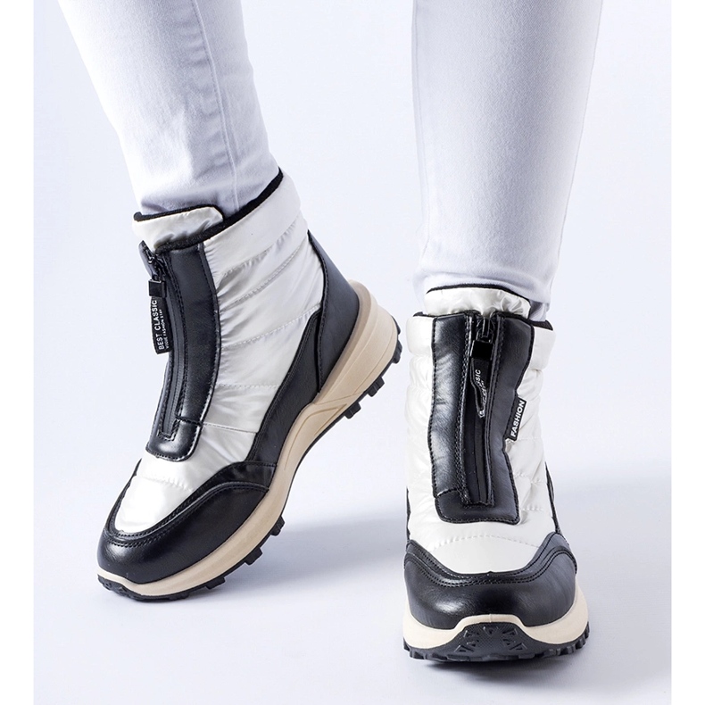 Bílé zateplené sněhule se zipem Ritter bílý 2