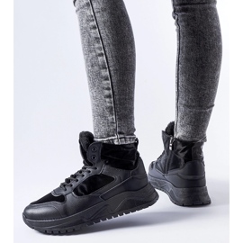 Černé zateplené vysoké tenisky Malles černý 1