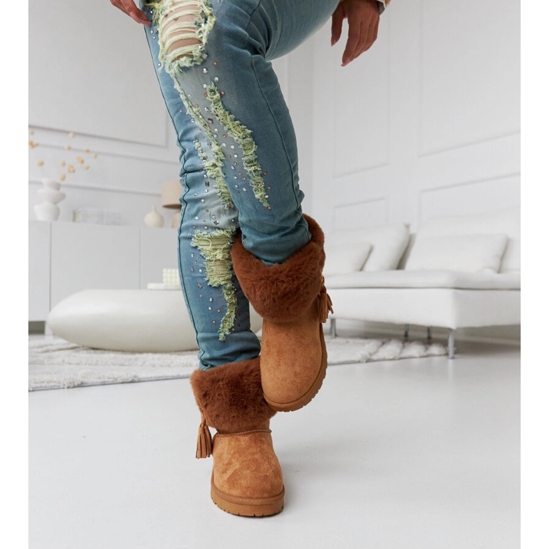 Hnědé sněhule Geradino podšité kožíškem hnědý 1