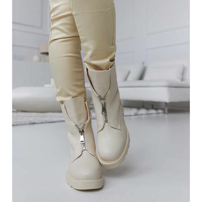 Béžové zateplené kozačky na zip od Oakdale béžový 1