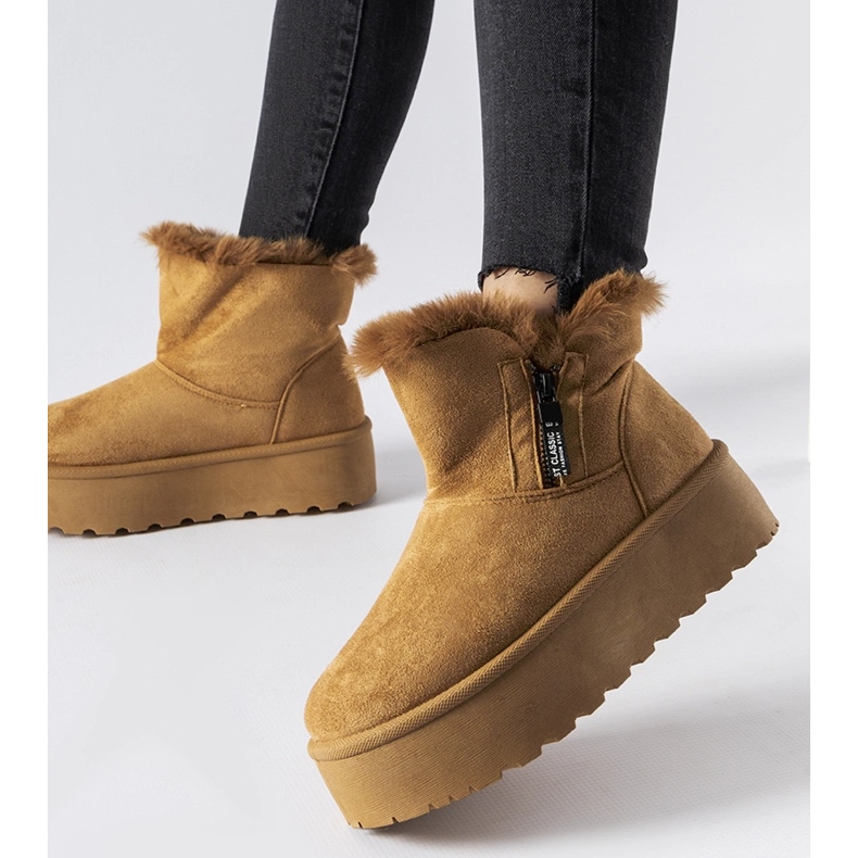 Hnědé sněhule s platformou Points hnědý 1