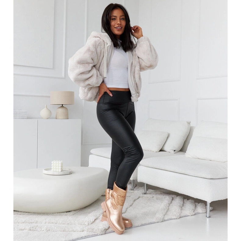 Kovové zateplené kotníkové boty s prošíváním Malvaro béžový 1