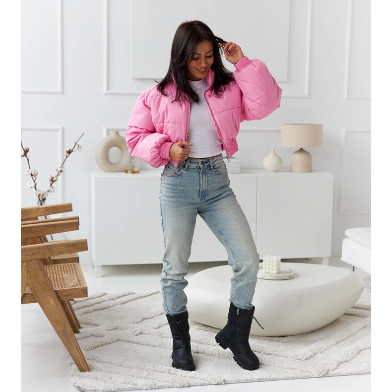 Černé zateplené kozačky z ekokůže H602 černá 1