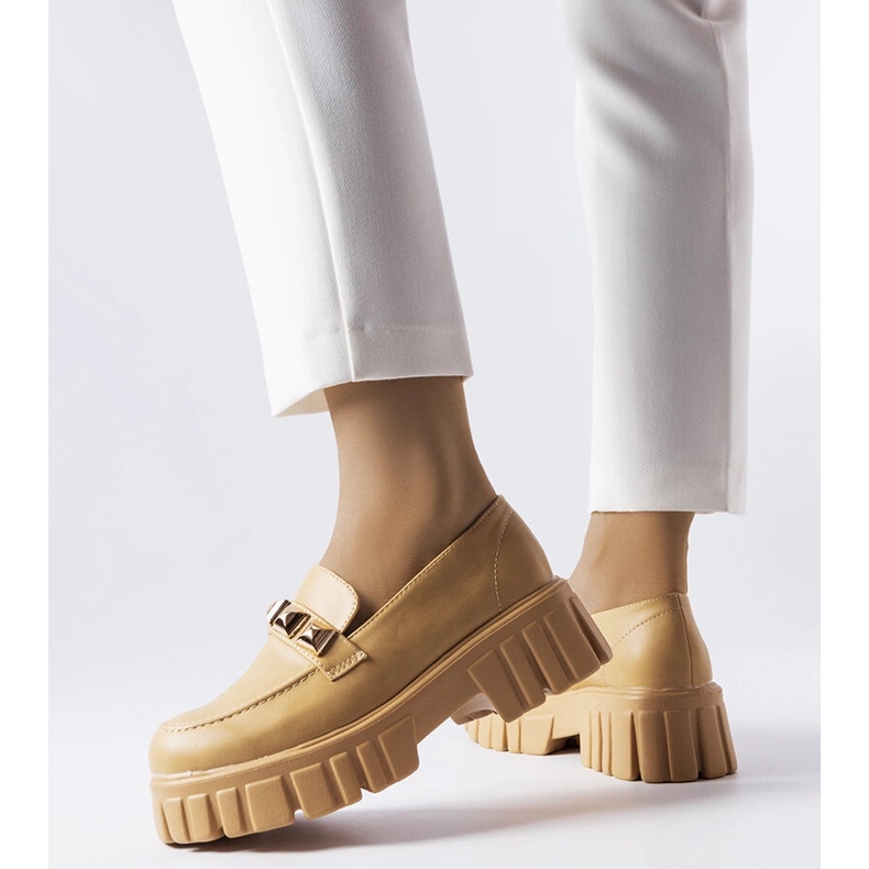 Béžové mokasíny Frisco na platformě béžový 1