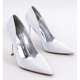Lesklé vysoké podpatky s částicemi Diamoi Silver stříbrný 1