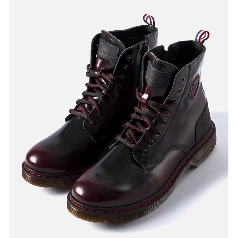 Lee Cooper Vínové zateplené boty, přírodní kůže LCJP-20-01-013 červený 1
