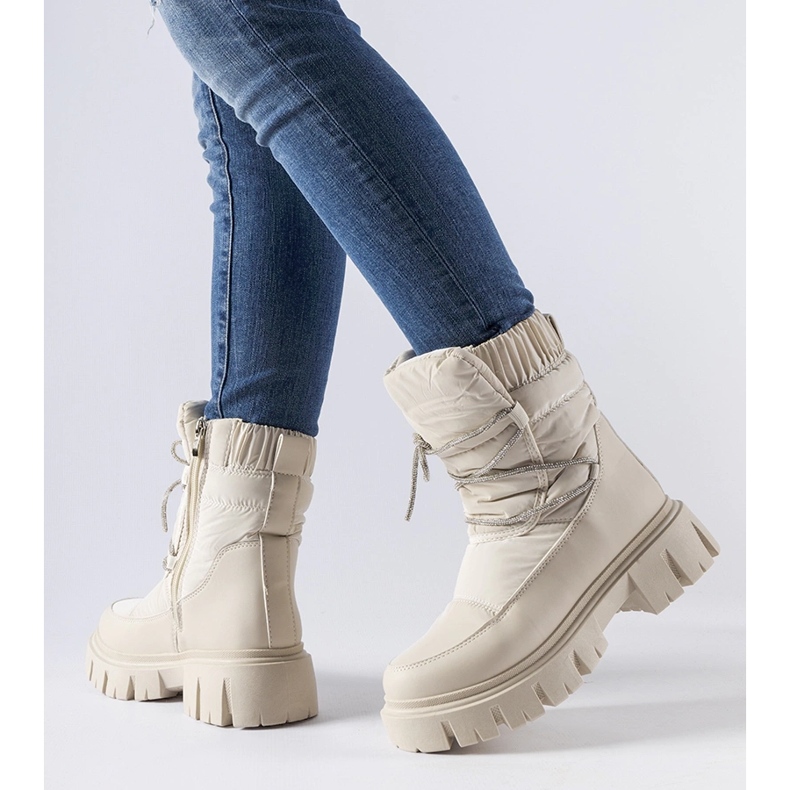 Béžové sněhule s kamínky Pettenasco béžový 1