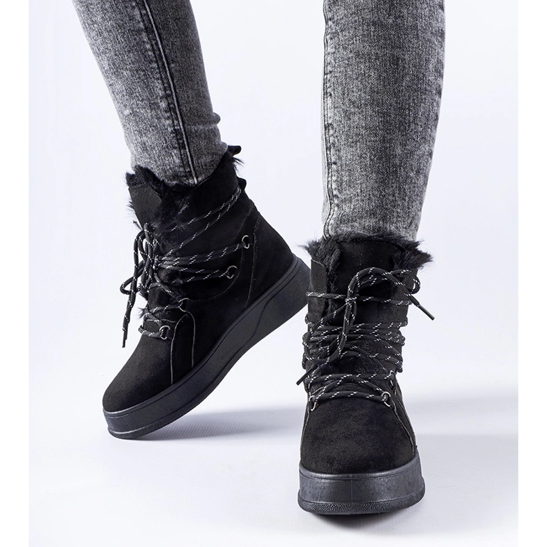 Černé sněhule na platformě Rancourt černá 1