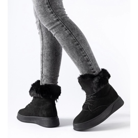 Černé sněhule Oliverio na platformě černý 1