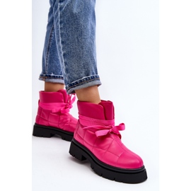 Dámské kotníkové boty s prošíváním a šněrováním růžové bizzanti růžový 5