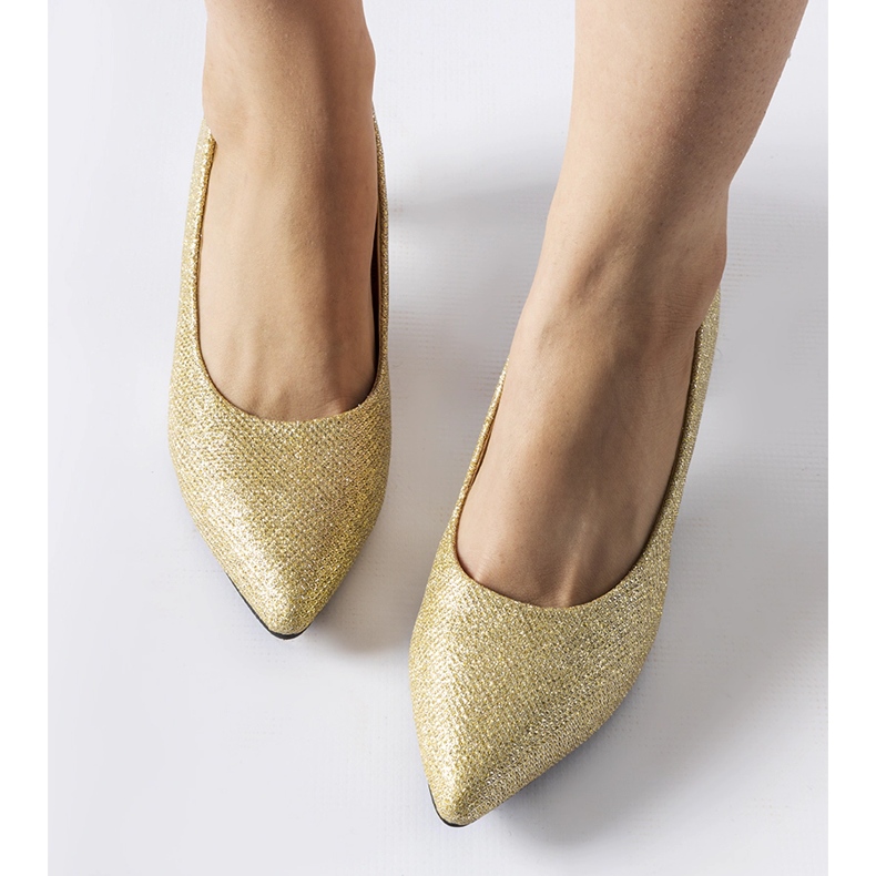 Nízké lodičky Pescara zlaté brokátové zlatý 1