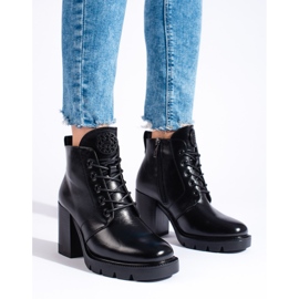 W. Potocki Černé dámské kotníkové boty Potocki na vysokém podpatku černá 1 W. Potocki Černé dámské kotníkové boty Potocki na vysokém podpatku černá 1