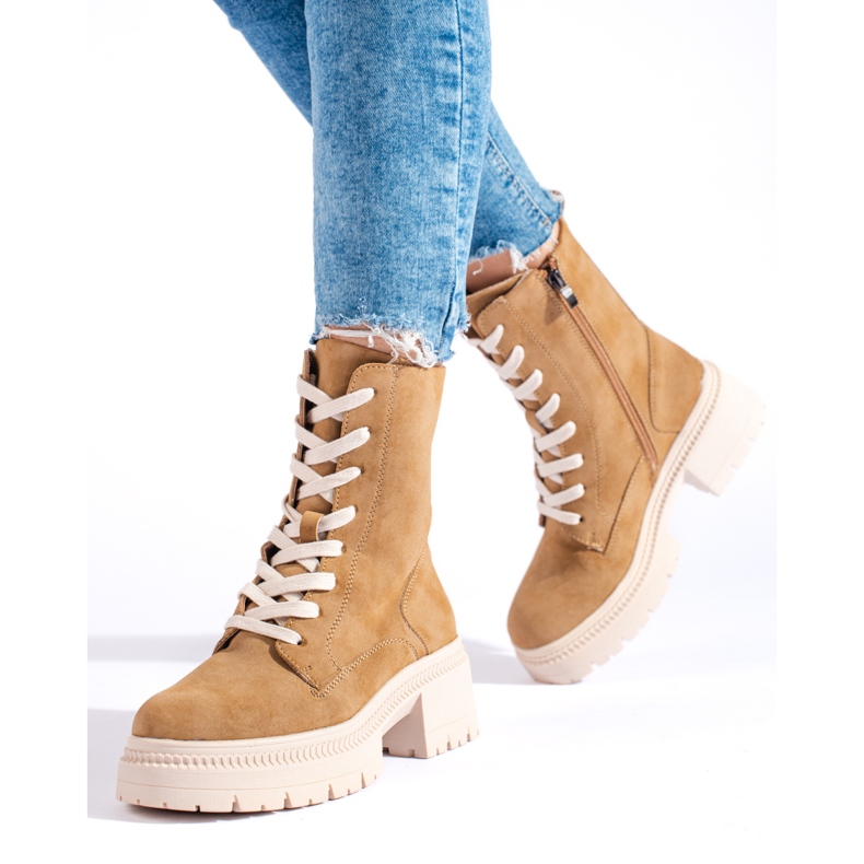 W. Potocki Potocki velbloudí šněrovací kotníkové boty hnědý 1