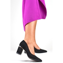 Černé dámské semišové lodičky na vysokém podpatku černá 1 Černé dámské semišové lodičky na vysokém podpatku černá 1