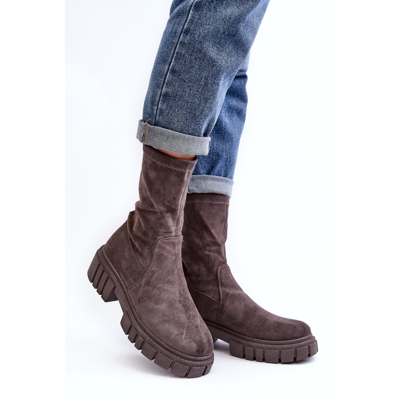 Dělníci nazouvací boty s plochými podpatky šedá Divella 1 Dělníci nazouvací boty s plochými podpatky šedá Divella 1