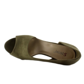 C70P Olivové asymetrické podpatky s otevřenou špičkou zelená 2