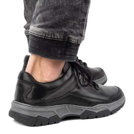 Olivier Pánské neformální kožené boty 842MA černá 2