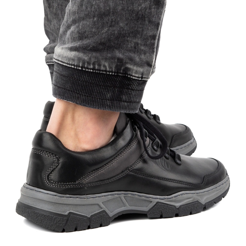 Olivier Pánské neformální kožené boty 842MA černá 2