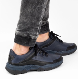 Olivier Pánské ležérní kožené boty 842MA tmavě modrá modrý 2