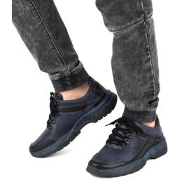 Olivier Pánské ležérní kožené boty 842MA tmavě modrá modrý 5