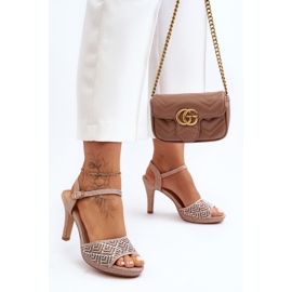 Zdobené sandály na vysokém podpatku D&amp;A MR1038-44 Rose Gold růžový 2