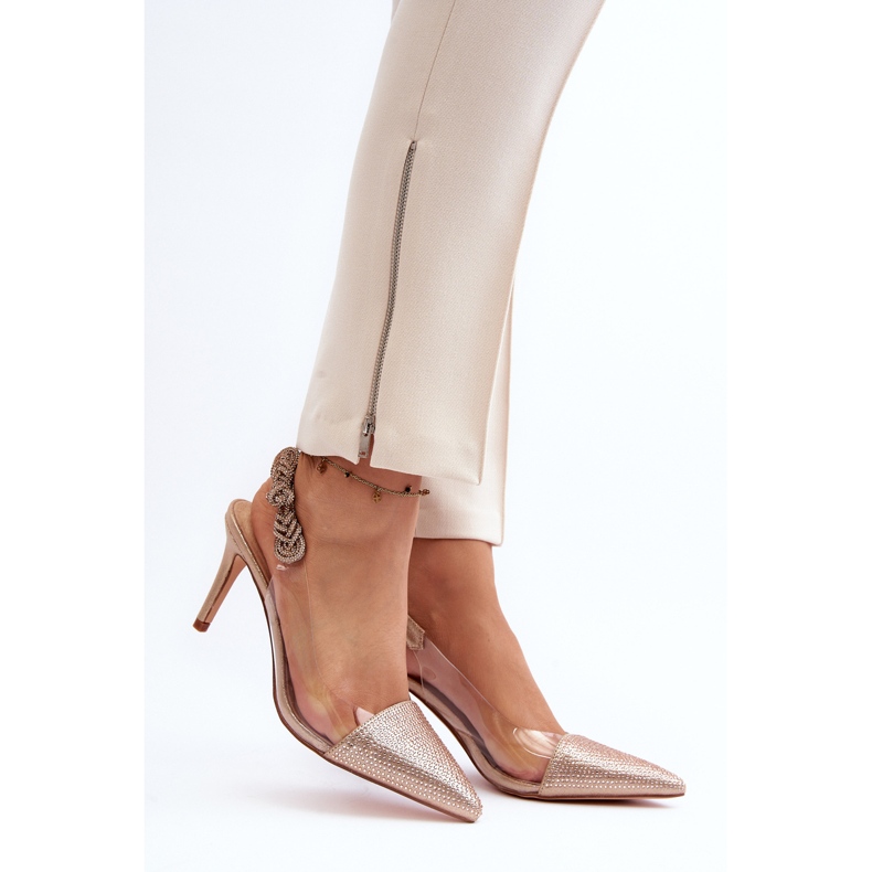 D&amp;A MR1966-11 vysoké podpatky zdobené šampaňským zlatý 1