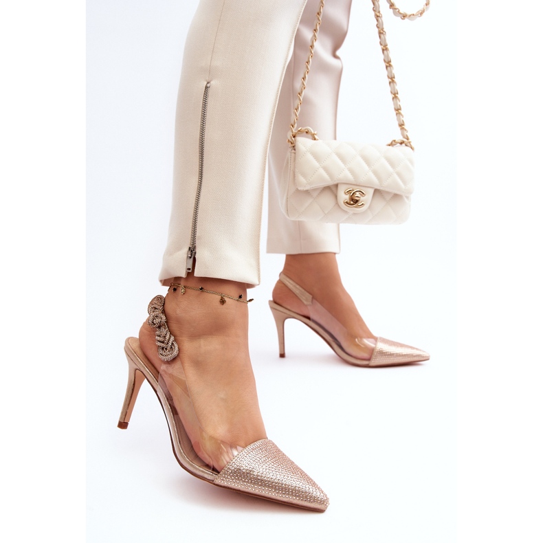 D&amp;A MR1966-11 vysoké podpatky zdobené šampaňským zlatý 2