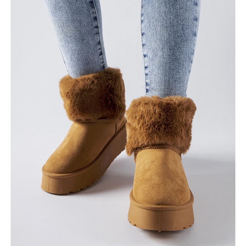 Hnědé sněhule zdobené kožešinou Adelfia hnědý 1