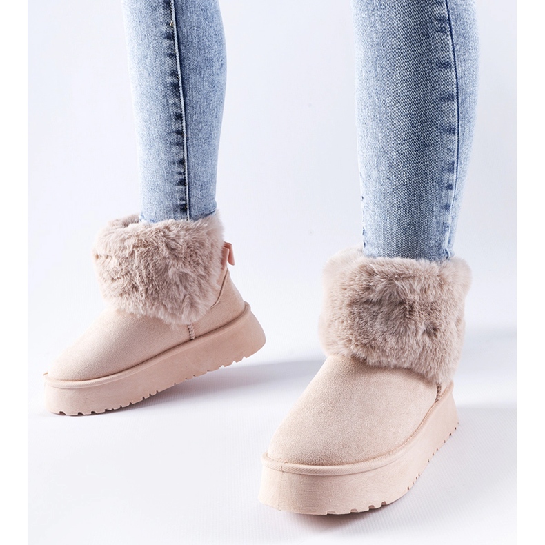 Růžové sněhule zdobené kožešinou Adelfia růžový 1 Růžové sněhule zdobené kožešinou Adelfia růžový 1